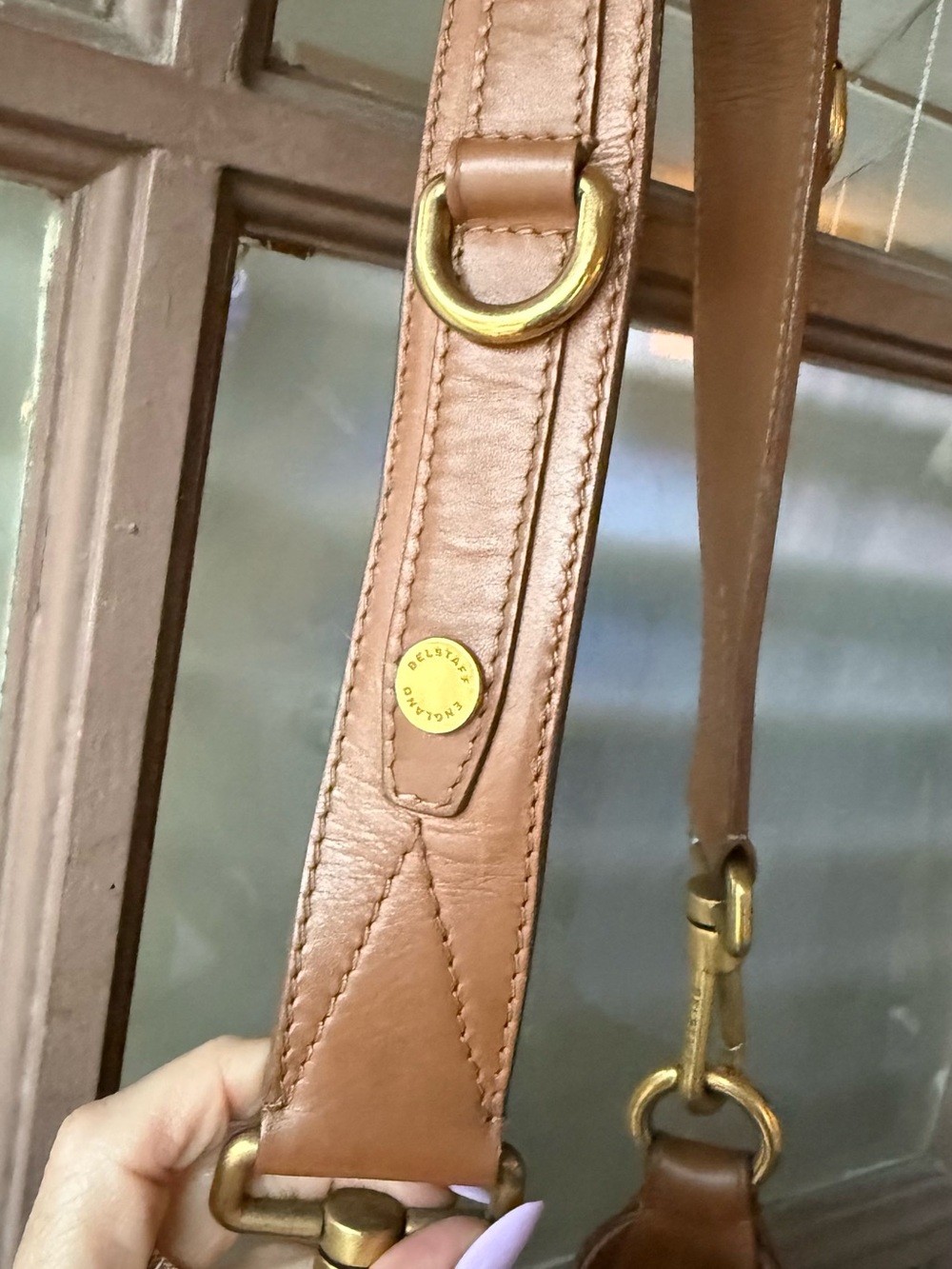 Belstaff Cognac Pebble Leather Shoulder Hobo with Gold Hardware - Picture 7 of 9